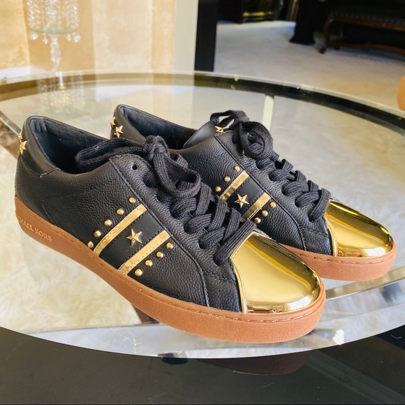 Michael Kors Shoes - NWT Michael Kors Gold Star Stud Leather Sneakers